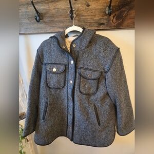 Sandro Paris Hooded Virgin Wool Coat